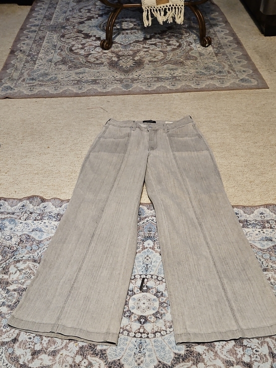 Judy Blue Denim - Judy Blue Light Gray Wide-Leg Flare Jeans with Front Seam Detail